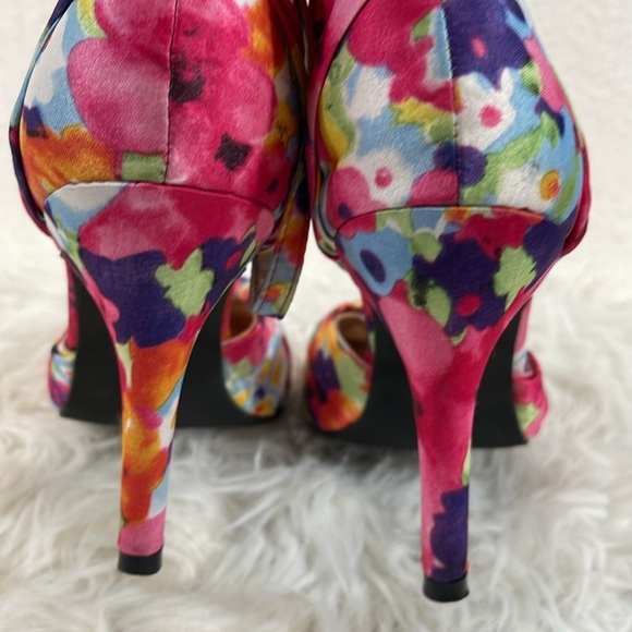 K9 By Rocket Dog Pumps Heel Size 8.5 Ankle Strap Buckle Pink Floral Jazzin Homer - Picture 5 of 14